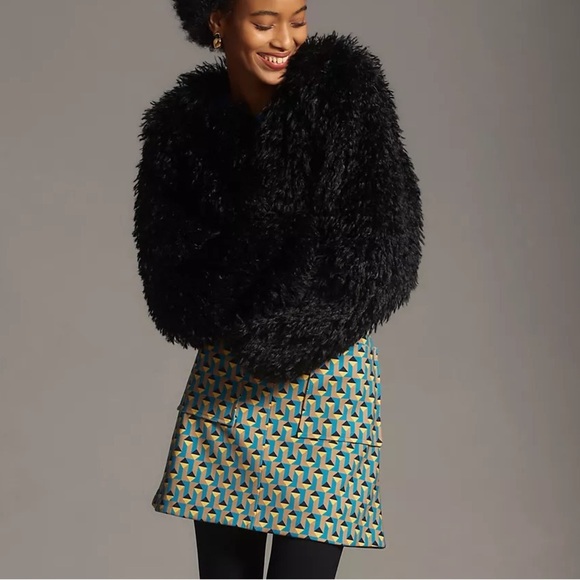 Anthropologie The Marisela Mini Skirt by Maeve Blue/Yellow/Black/Tan Retro SZ S - Picture 16 of 16